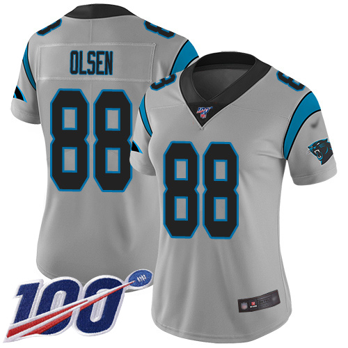 Carolina Panthers Limited Silver Women Greg Olsen Jersey NFL Football 88 100th Season Inverted Legend